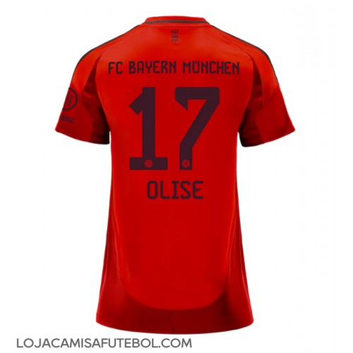 Camisa de Futebol Bayern Munich Michael Olise #17 Equipamento Principal Mulheres 2024-25 Manga Curta